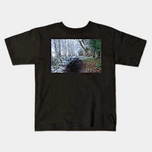 Forest path in winter Kids T-Shirt